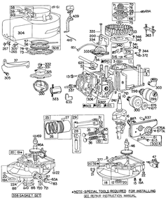 Cylinder,sumps,piston,mufflers Diagram and Parts List for 92502-0754-XX  Briggs and Stratton Engine